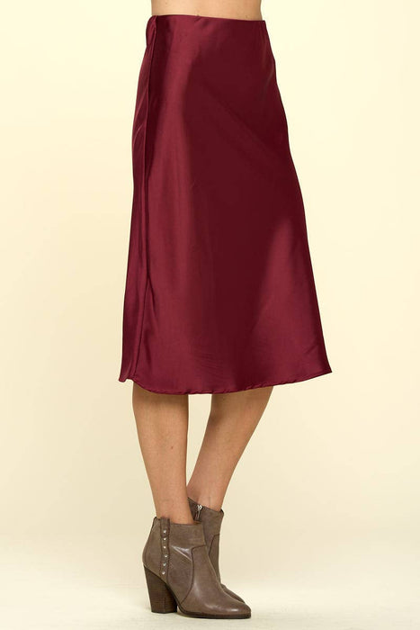 Made in USA Solid Satin Midi Skirt