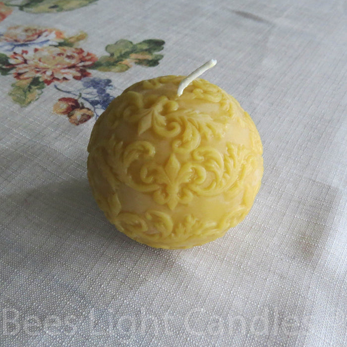 Fleur De Lis Ball Beeswax Candle