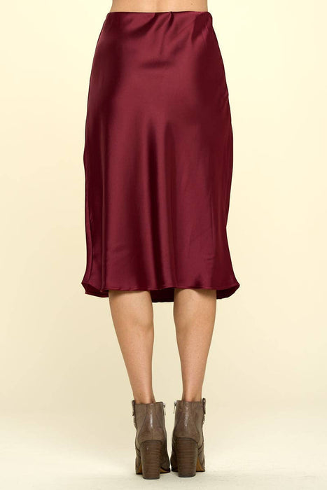 Made in USA Solid Satin Midi Skirt