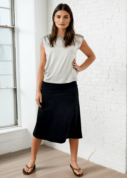 Alyssa Very Versatile Cotton Skirt Black Denim