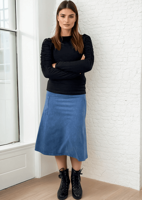 Alyssa Very Versatile Cotton Skirt Black Denim