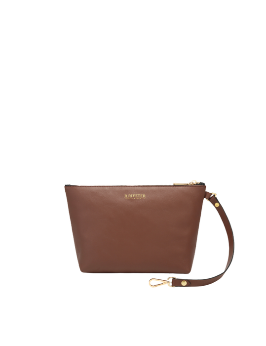 Naomi Zipper Clutch | Brown Leather