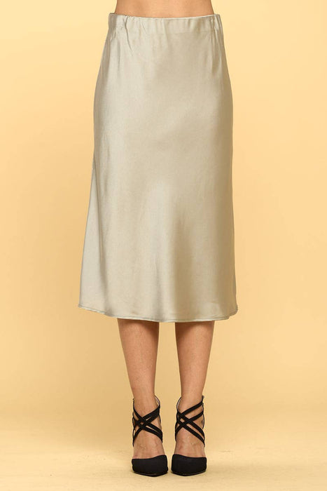 Made in USA Solid Satin Midi Skirt
