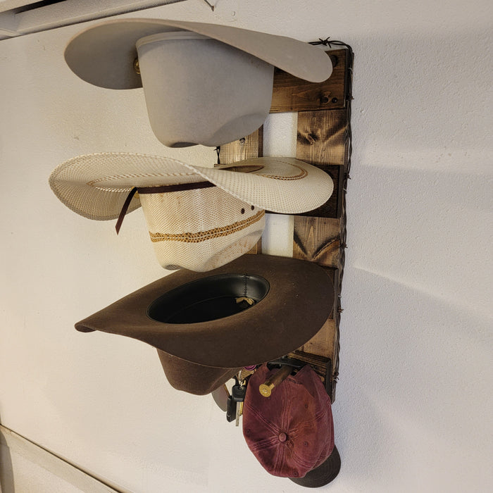 Handcrafted 3-Cowboy Hat Rack Organizer
