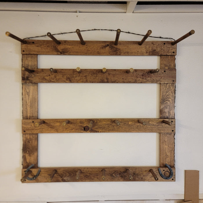 Handcrafted 3-Cowboy Hat Rack Organizer with 13 Gimmee Cap pegs