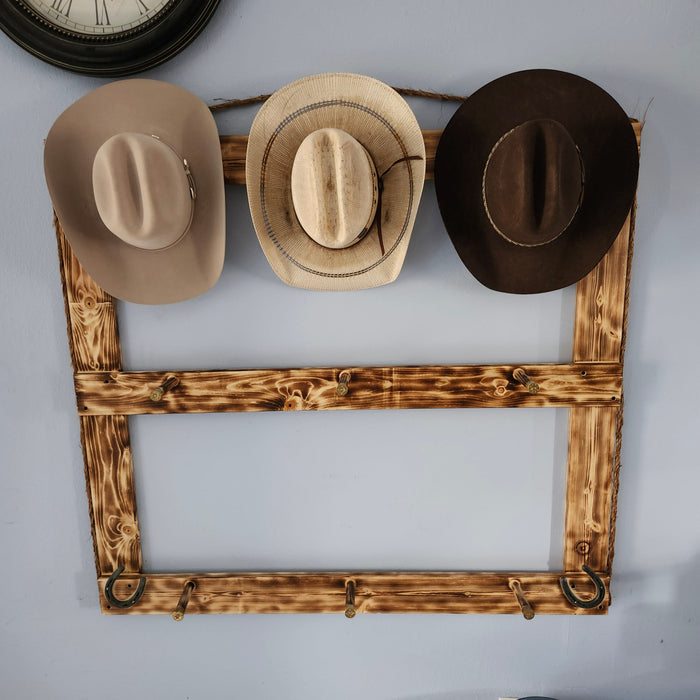 Handcrafted 9-Cowboy Hat Rack Organizer