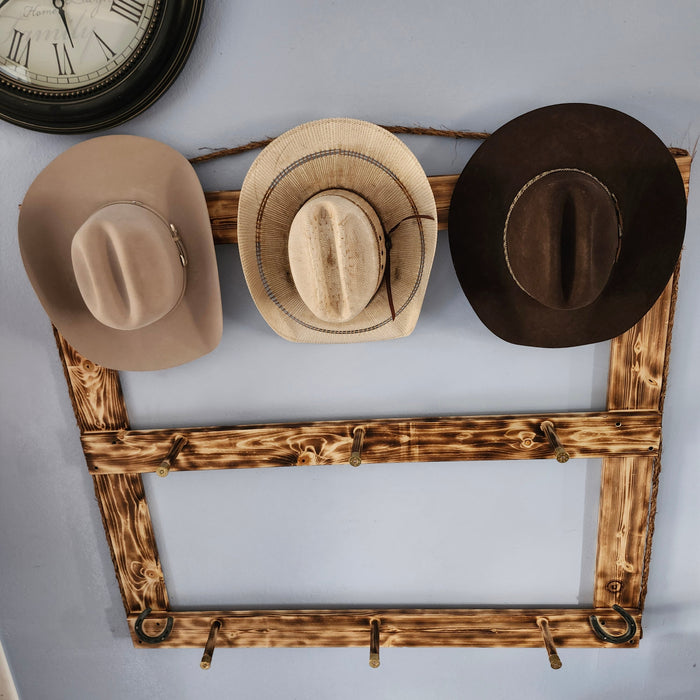 Handcrafted 9-Cowboy Hat Rack Organizer