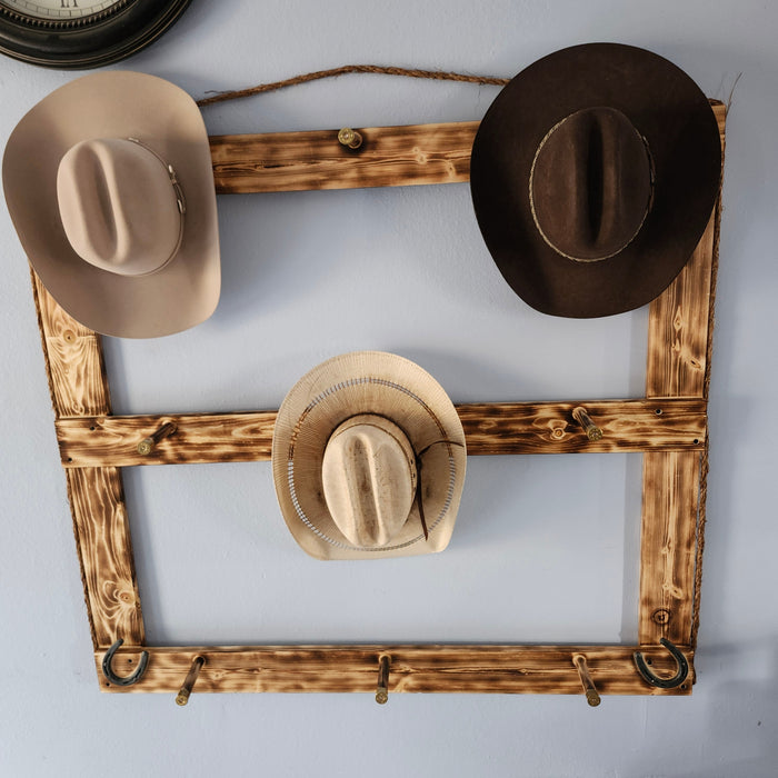 Handcrafted 9-Cowboy Hat Rack Organizer