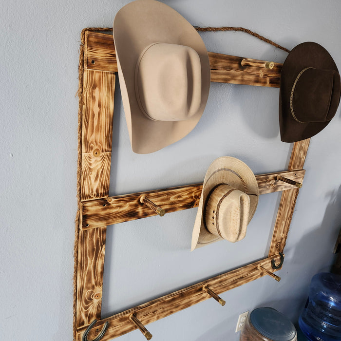 Handcrafted 9-Cowboy Hat Rack Organizer