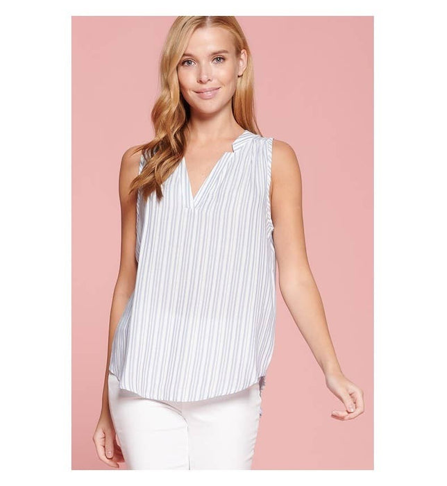 Striped Sleeveless V Neck Top
