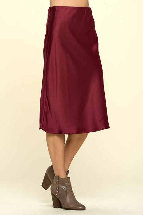 Made in USA Solid Satin Midi Skirt