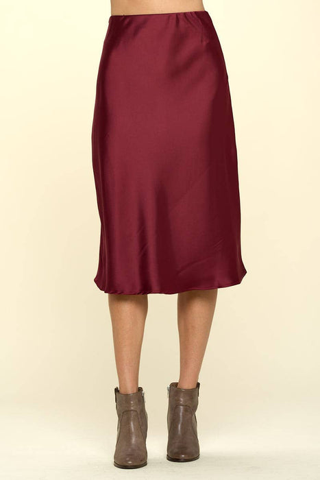 Made in USA Solid Satin Midi Skirt