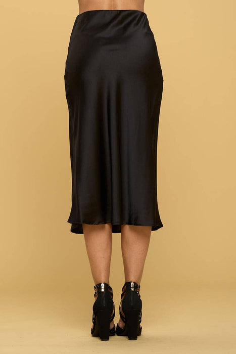 Made in USA Solid Satin Midi Skirt