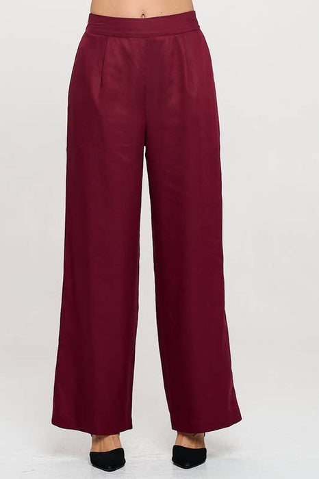 Made in USA Tencel Solid Straight Leg Pants with Pockets