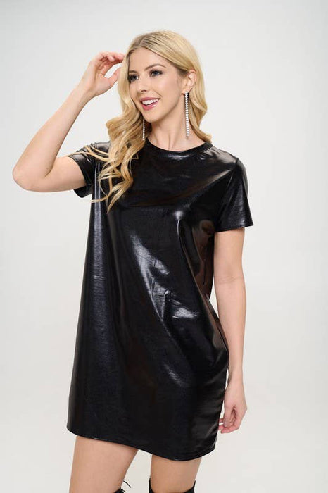 Made in USA Metallic Short Sleeve Dress