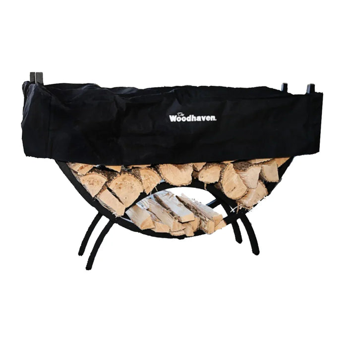 The Woodhaven 5ft Crescent Firewood Rack and Cover