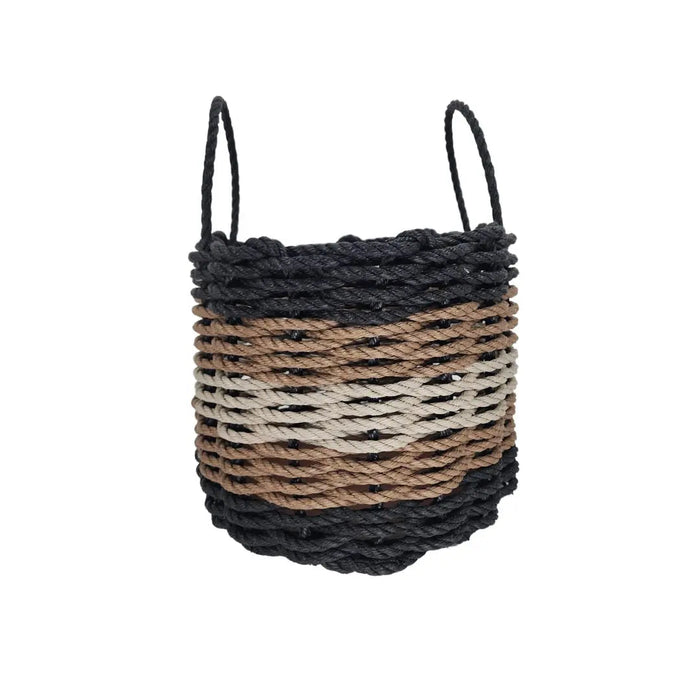 Five Stripe Rope Storage Basket Black, Brown and Tan