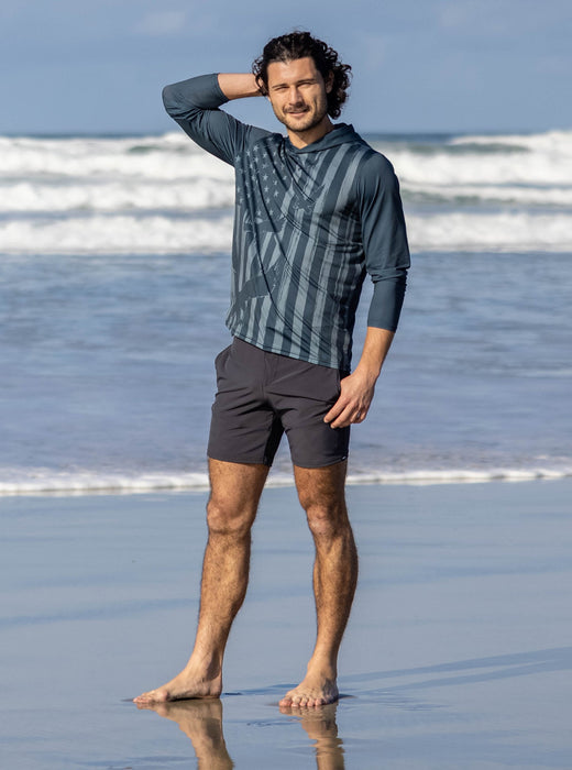 Eagle Flag Performance Mesh Charcoal Sun Hoodie