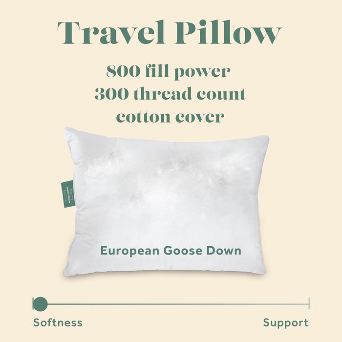 Goose Down Travel Pillow - with 800 Fill Power
