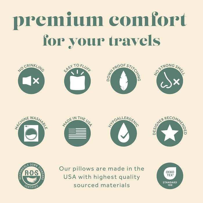 Goose Down Travel Pillow - with 800 Fill Power