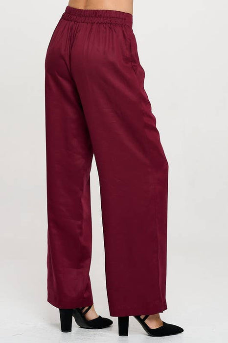 Made in USA Tencel Solid Straight Leg Pants with Pockets
