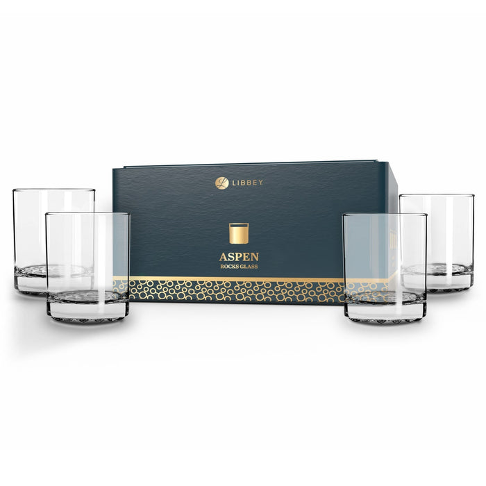Libbey Aspen Double Old Fashioned Rocks Glass, 12 ounce, Set of 4