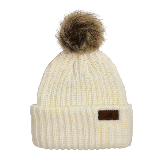 Adult Acrylic Ribbed Cuff with Pom Hat