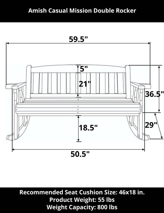 Amish Casual Heavy Duty 800 Lb Mission Treated Double Rocker