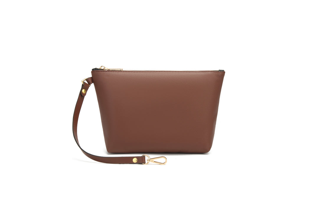 Naomi Zipper Clutch | Brown Leather