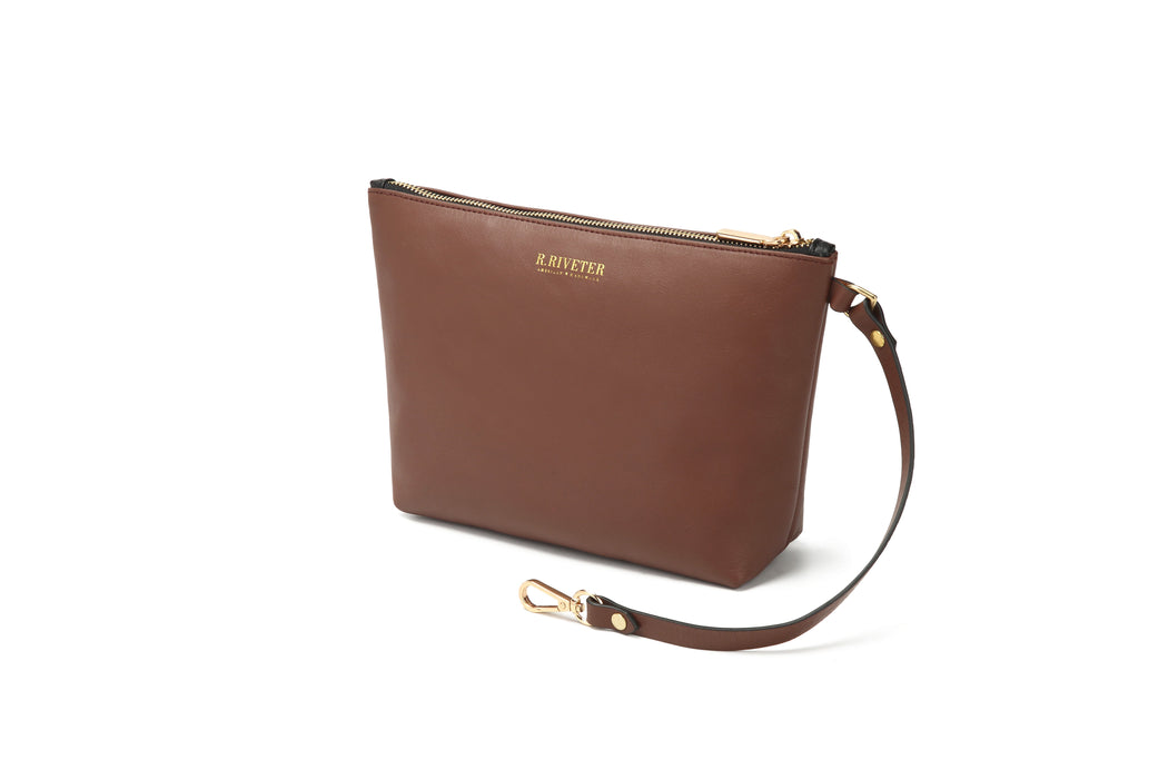 Naomi Zipper Clutch | Brown Leather