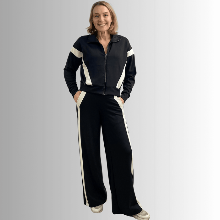 Steph Premium Black and White Track Suit