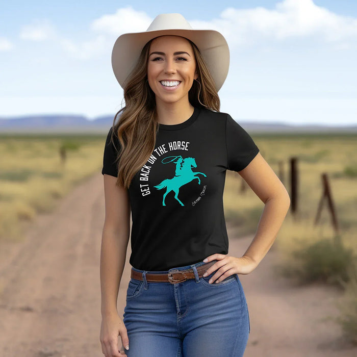 Get Back on the Horse Black Graphic Tee Shirt