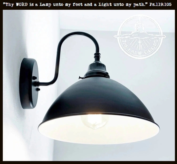 Large Black Enamel Farmhouse Wall Sconce Lighting
