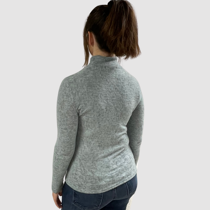 Delaney Mock Neck Top With Front Gathering