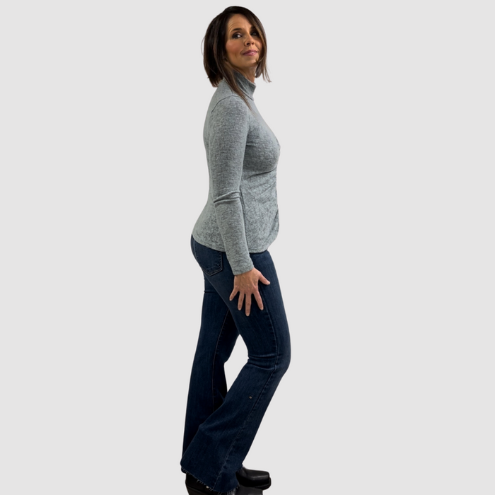 Delaney Mock Neck Top With Front Gathering