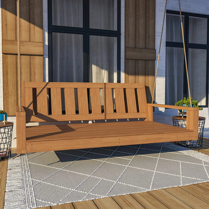 Amish Casual Twin Uptown Porch Swing Bed in Cedar Stain