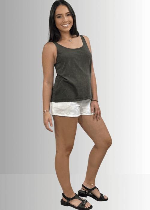 Twenty Four Seven Cotton Tank in Dark Moss Green