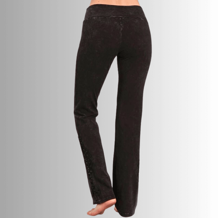 Mineral Washed Bootcut Jeggings Crochet Detail Made in USA