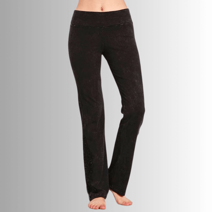 Mineral Washed Bootcut Jeggings Crochet Detail Made in USA