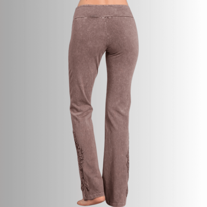 Mineral Washed Bootcut Jeggings Crochet Detail Made in USA