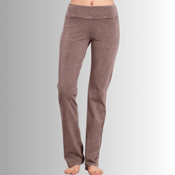Mineral Washed Bootcut Jeggings Crochet Detail Made in USA