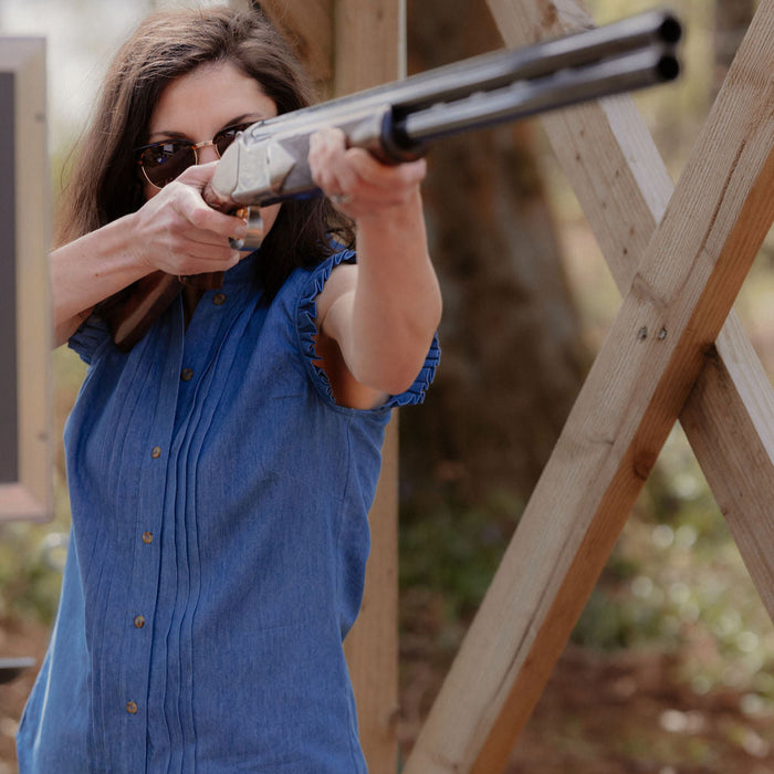 Sleeveless Charlotte Blouse - Dungaree Blue