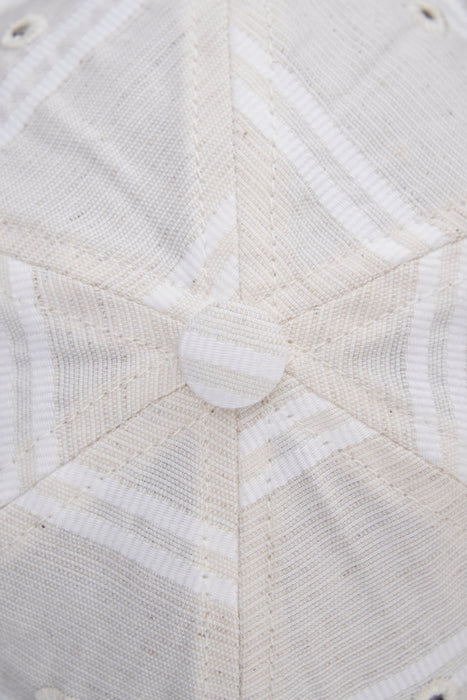 6-Panel Cap Japanese Linen Ballpark White Stripe