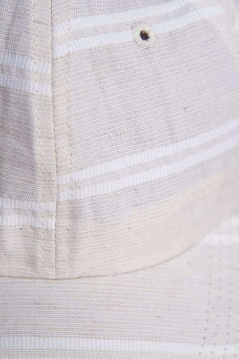 6-Panel Cap Japanese Linen Ballpark White Stripe