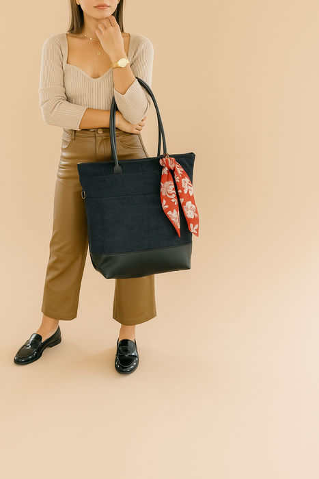 Grant | Denim + Black Leather