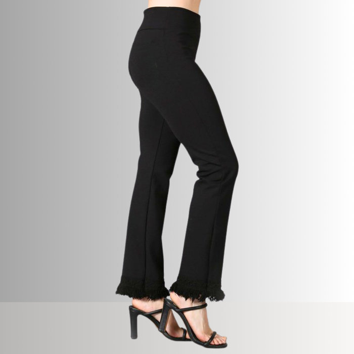 Mineral Washed Crochet Fringe Hem Pants in Plus Size