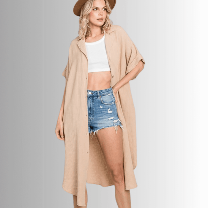 Phoebe Versatile Cotton Gauze Shirt Dress