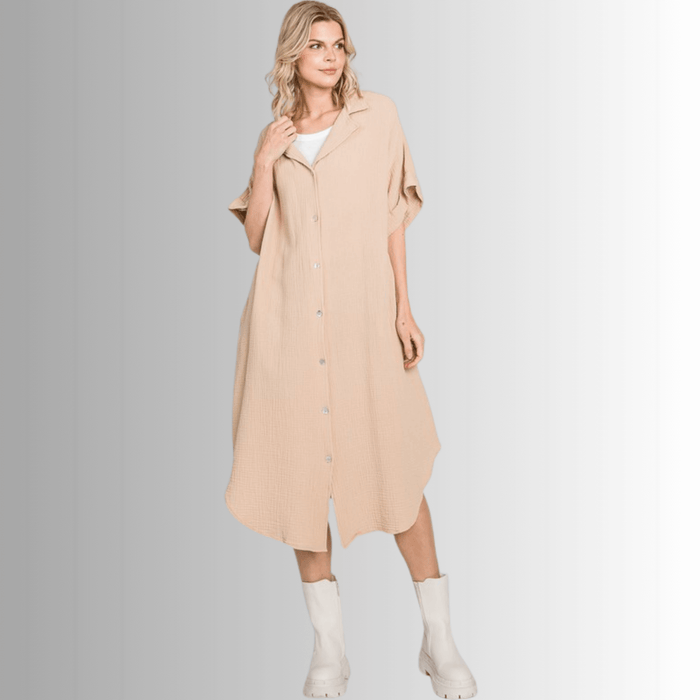 Phoebe Versatile Cotton Gauze Shirt Dress