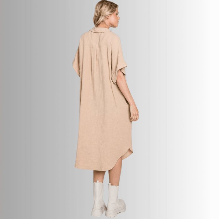 Phoebe Versatile Cotton Gauze Shirt Dress