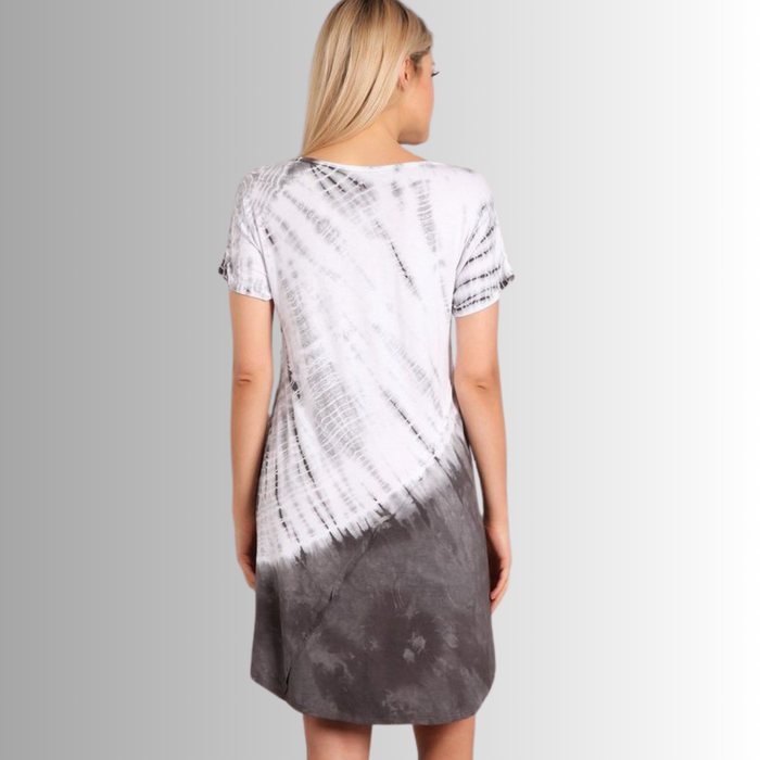 Casually Cool Tie Dye Dress in Grey